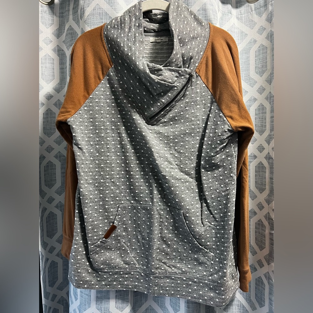 Maurices Gray Polka Dot Cowl Neck Top